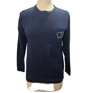 Ivory Ella Blue T-Shirt Size S Long Sleeve One Pocket Ice Skating Elephant Women